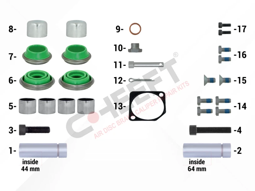 Caliper Guides & Seals Repair Kit